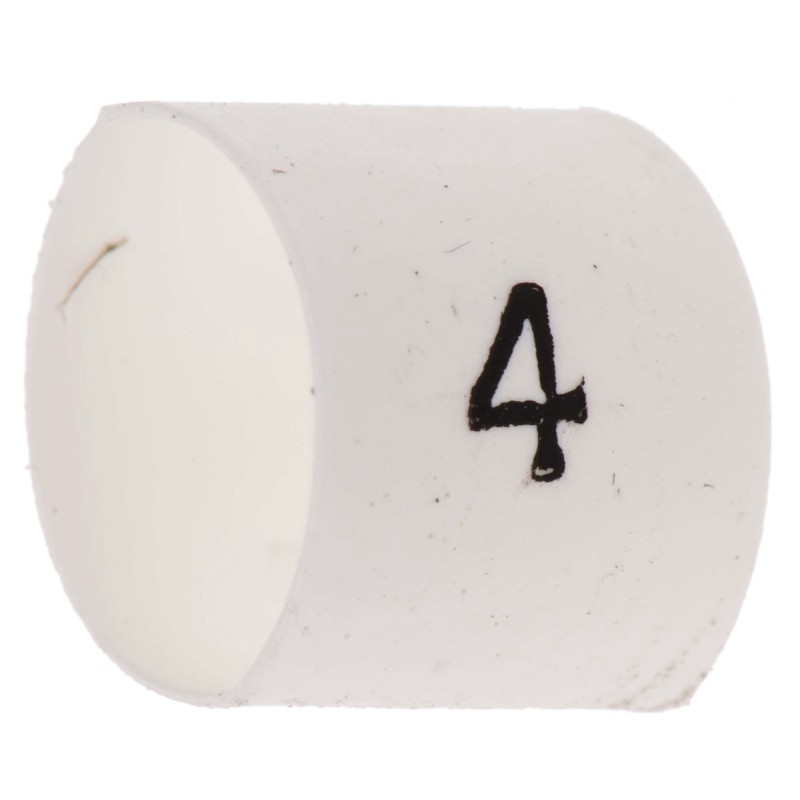 1 Bag of 100 - TE Connectivity Heat Shrink Cable Markers, White, Pre-printed '4', 2 - 6mm Cable