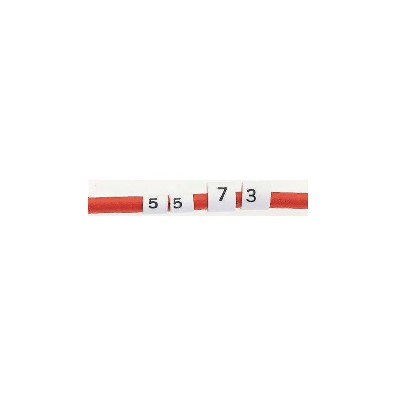 1 Bag of 100 - TE Connectivity Heat Shrink Cable Markers, White, Pre-printed 'E', 2 - 6mm Cable