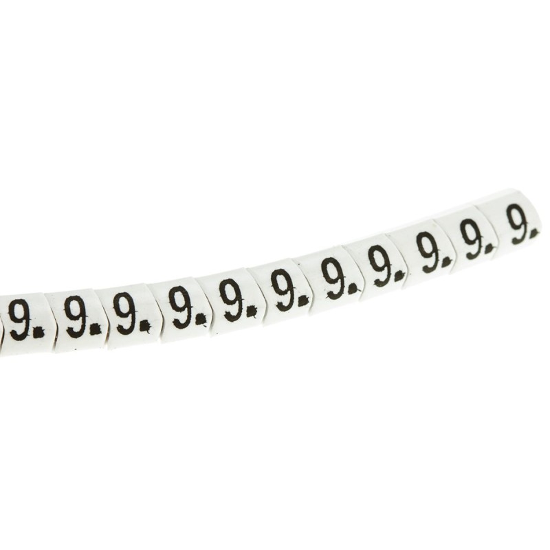 1 Bag of 250 - HellermannTyton Helagrip Slide On Cable Markers, Black on White, Pre-printed '9', 2 - 5mm Cable