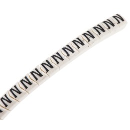 1 Bag of 250 - HellermannTyton Helagrip Slide On Cable Markers, Black on White, Pre-printed 'N', 2 - 5mm Cable