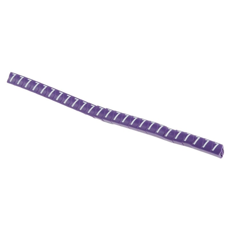 1 Bag of 250 - HellermannTyton Helagrip Slide On Cable Markers, White on Violet, Pre-printed '7', 2 - 5mm Cable