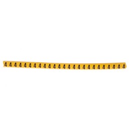 1 Bag of 250 - HellermannTyton Helagrip Slide On Cable Markers, Black on Yellow, Pre-printed '4', 2 - 5mm Cable