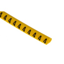 1 Bag of 250 - HellermannTyton Helagrip Slide On Cable Markers, Black on Yellow, Pre-printed '4', 2 - 5mm Cable