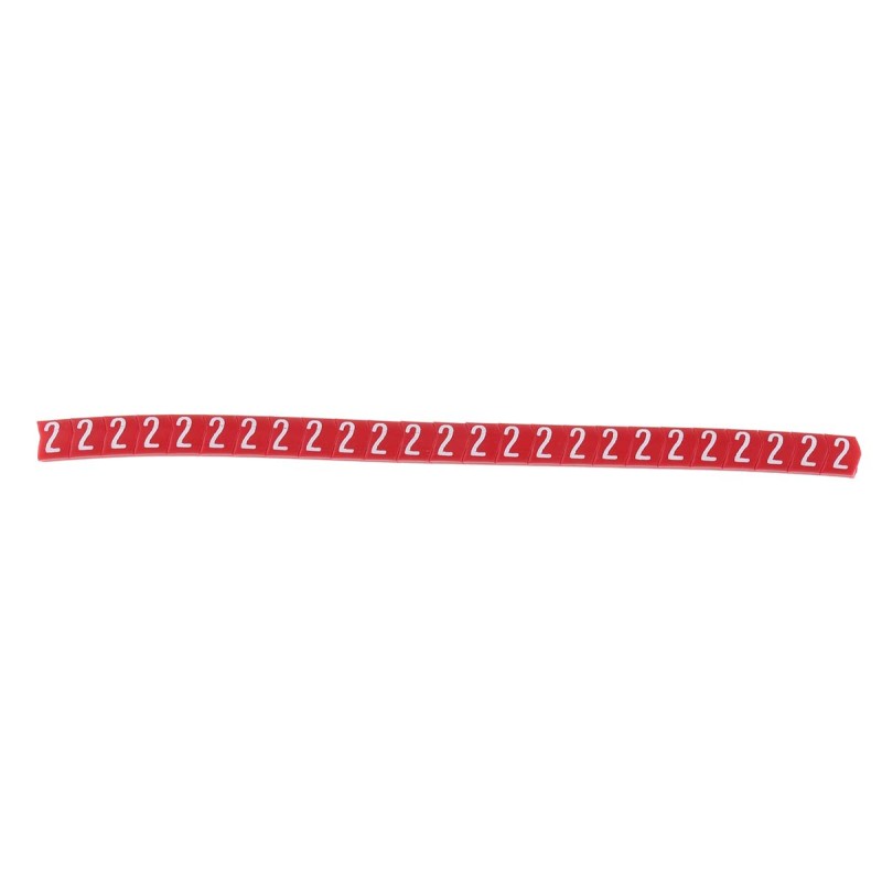 1 Bag of 250 - HellermannTyton Helagrip Slide On Cable Markers, White on Red, Pre-printed '2', 2 - 5mm Cable, for Cables & Wires