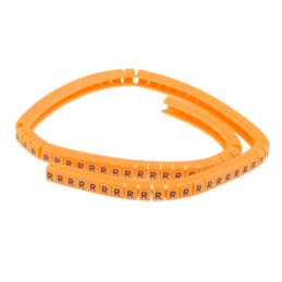 1 Reel of 100 - RS PRO Snap On Cable Markers, Black on Orange, Pre-printed 'R', 4 - 5mm Cable