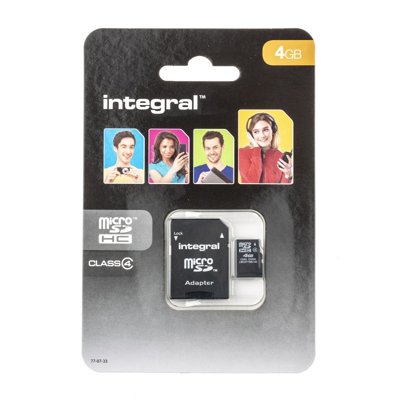 1 pcs - Integral Memory 4 GB MicroSDHC Micro SD Card, Class 4