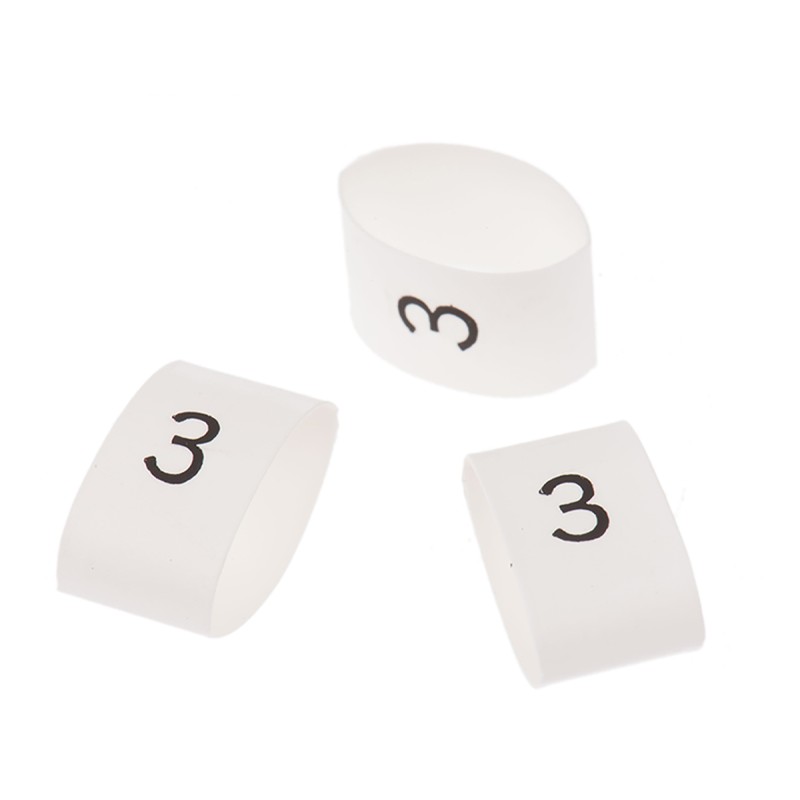 1 Bag of 100 - TE Connectivity Heat Shrink Cable Markers, White, Pre-printed '3', 4 - 12mm Cable