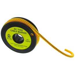 1 Reel of 1000 - RS PRO Slide On Cable Markers, Black on Yellow, Pre-printed 'K', 3 - 4.2mm Cable