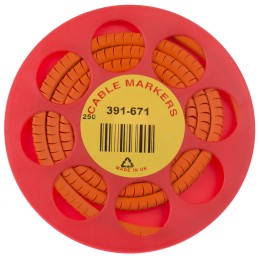 1 Reel of 250 - HellermannTyton Helagrip Slide On Cable Markers, Black on Orange, Pre-printed '3', 4 - 9mm Cable