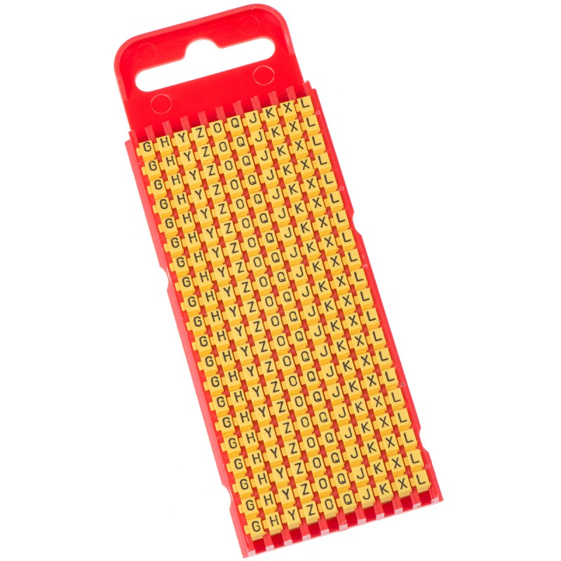 1 Bag of 200 - HellermannTyton WIC1 Snap On Cable Markers, Yellow, Pre-printed 'G, H, J, K, L, O, Q, X, Y, Z', 2 - 2.8mm Cable