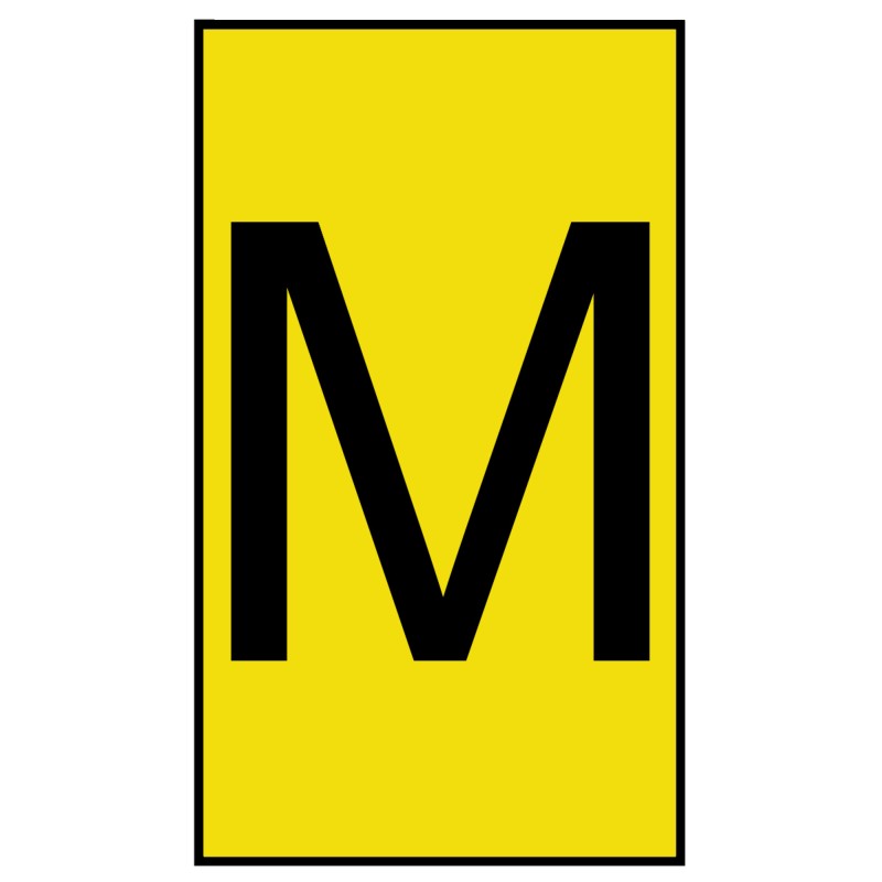 1 Bag of 250 - HellermannTyton Ovalgrip Slide On Cable Markers, Black on Yellow, Pre-printed 'M', 1.7 - 3.6mm Cable