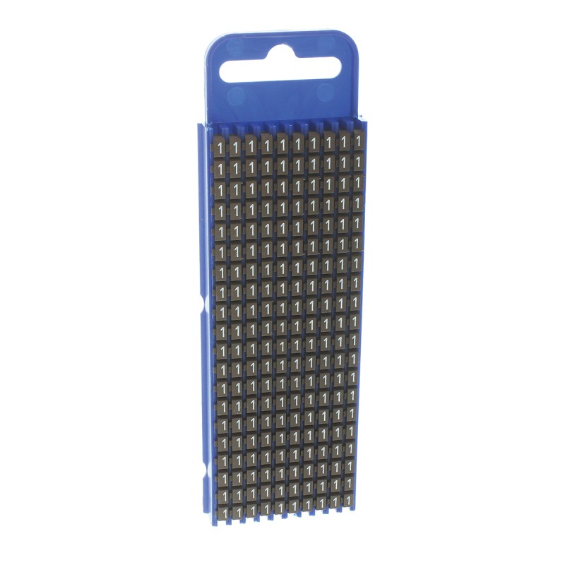 1 Bag of 200 - HellermannTyton WIC2 Snap On Cable Markers, Brown, Pre-printed '1', 2.8 - 3.8mm Cable