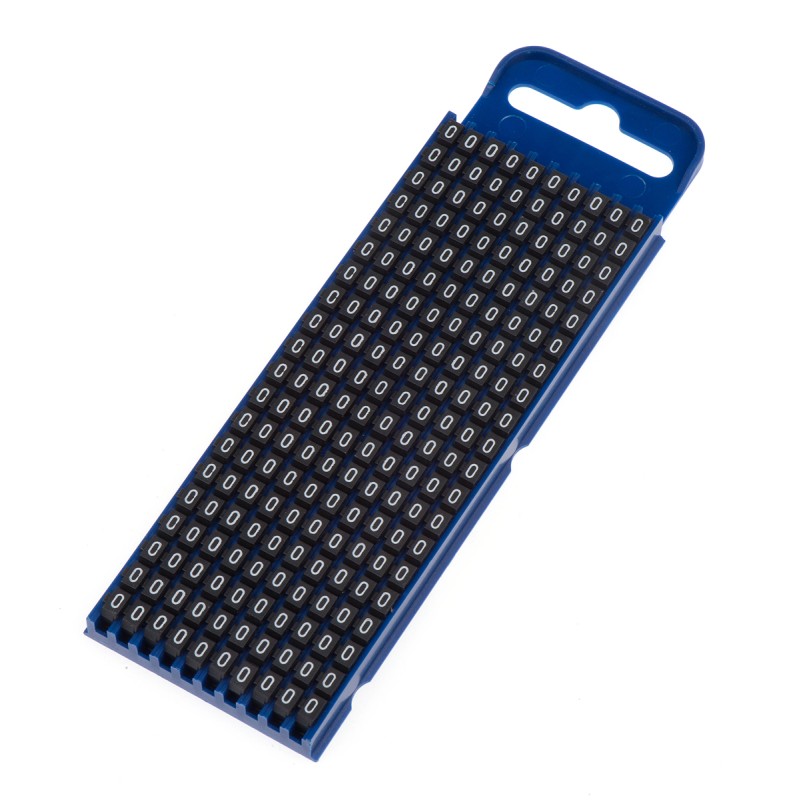 1 Bag of 200 - HellermannTyton WIC2 Snap On Cable Markers, Black, Pre-printed '0', 2.8 - 3.8mm Cable