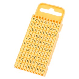 1 Bag of 100 - HellermannTyton WIC3 Snap On Cable Markers, Yellow, Pre-printed '0 - 9', 4.3 - 5.3mm Cable