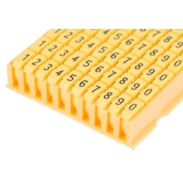 1 Bag of 100 - HellermannTyton WIC3 Snap On Cable Markers, Yellow, Pre-printed '0 - 9', 4.3 - 5.3mm Cable
