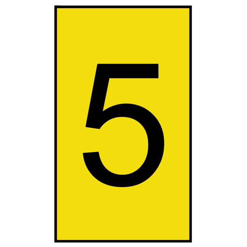 1 Bag of 250 - HellermannTyton Ovalgrip Slide On Cable Markers, Black on Yellow, Pre-printed '5', 2.5 - 6mm Cable