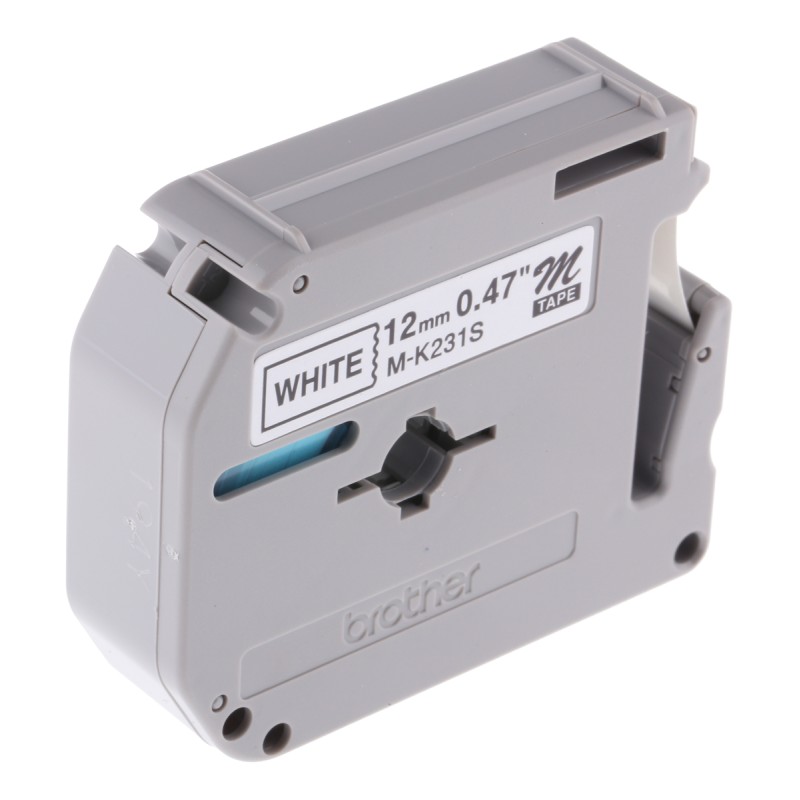 1 pcs - Brother Black on White Label Printer Tape, 4 m Length, 12 mm Width