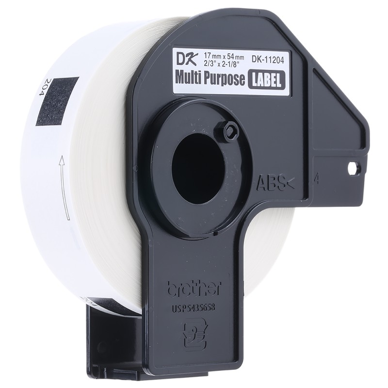 1 Box of 400 - Brother White Black Print Label Roll, 54mm Width, 17mm Height, 400Per Roll Qty