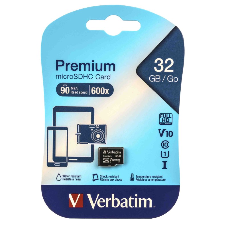 1 pcs - Verbatim 32 GB MicroSDHC Micro SD Card, Class 10