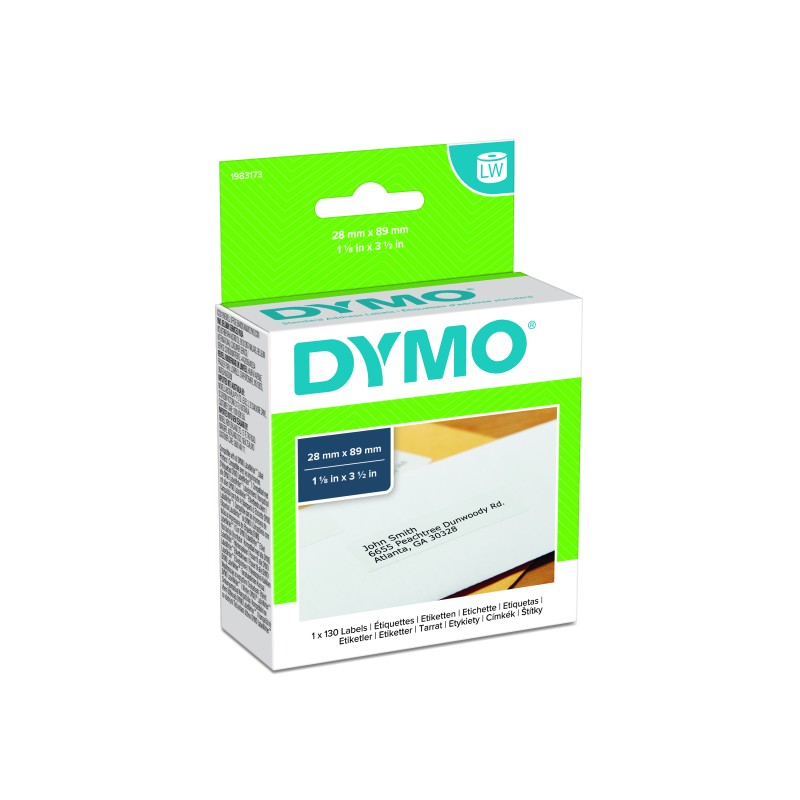1 pcs - Dymo White Black Print Label Roll, 89mm Width, 28mm Height, 130Per Roll Qty