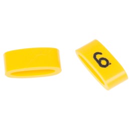 1 Bag of 500 - HellermannTyton Ovalgrip Slide On Cable Markers, Black on Yellow, Pre-printed '6', 2.5 - 6mm Cable