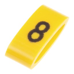 1 Bag of 500 - HellermannTyton Ovalgrip Slide On Cable Markers, Black on Yellow, Pre-printed '8', 2.5 - 6mm Cable