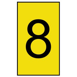 1 Bag of 500 - HellermannTyton Ovalgrip Slide On Cable Markers, Black on Yellow, Pre-printed '8', 2.5 - 6mm Cable