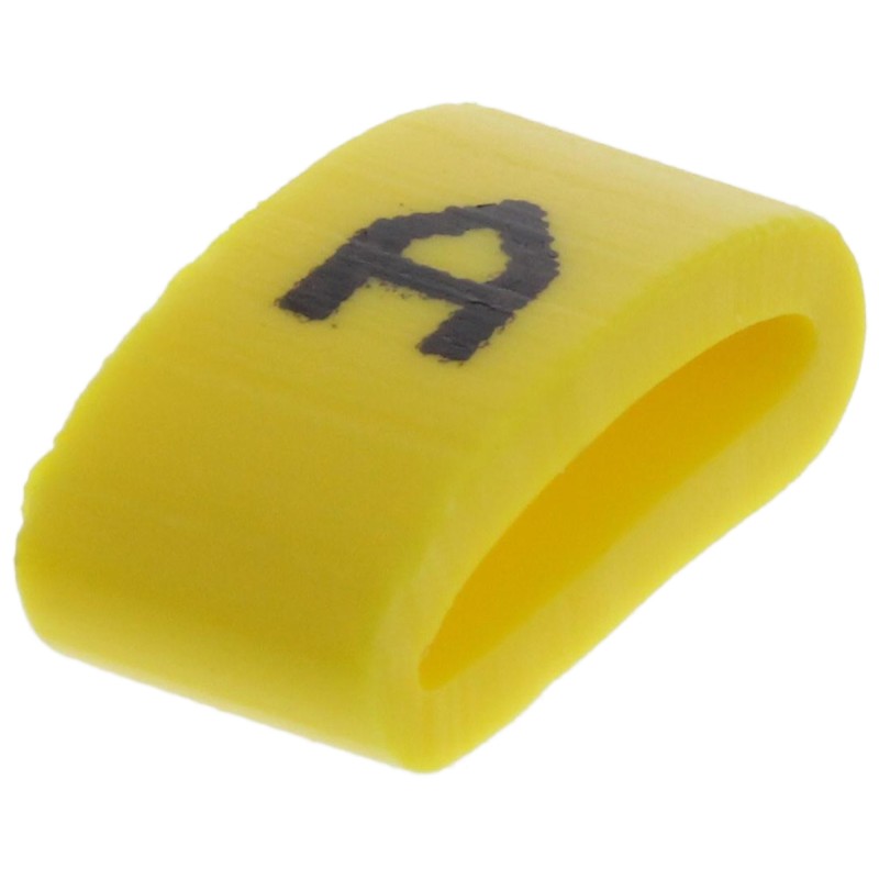 1 Bag of 500 - HellermannTyton Ovalgrip Slide On Cable Markers, Black on Yellow, Pre-printed 'A', 2.5 - 6mm Cable