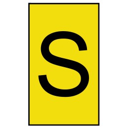 1 Bag of 500 - HellermannTyton Ovalgrip Slide On Cable Markers, Black on Yellow, Pre-printed 'S', 2.5 - 6mm Cable