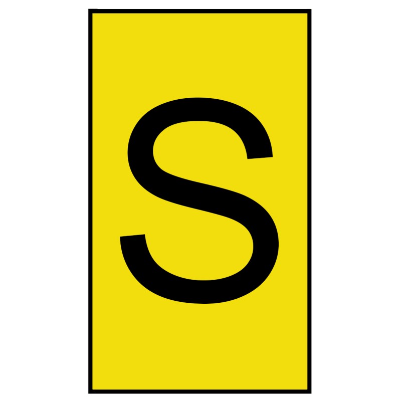 1 Bag of 500 - HellermannTyton Ovalgrip Slide On Cable Markers, Black on Yellow, Pre-printed 'S', 2.5 - 6mm Cable