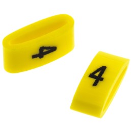 1 Bag of 500 - HellermannTyton Ovalgrip Slide On Cable Markers, Black on Yellow, Pre-printed '4', 2.5 - 6mm Cable
