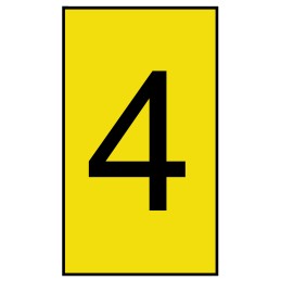 1 Bag of 500 - HellermannTyton Ovalgrip Slide On Cable Markers, Black on Yellow, Pre-printed '4', 2.5 - 6mm Cable