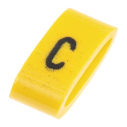 1 Bag of 500 - HellermannTyton Ovalgrip Slide On Cable Markers, Black on Yellow, Pre-printed 'C', 2.5 - 6mm Cable