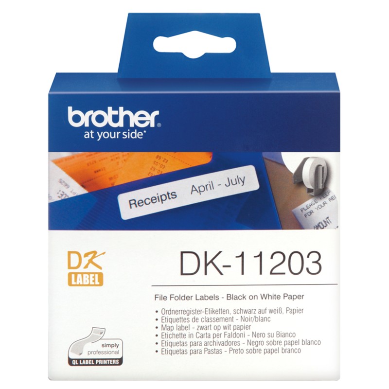 1 Box of 300 - Brother White Black Print Label Roll, 87mm Width, 17mm Height, 300Per Roll Qty