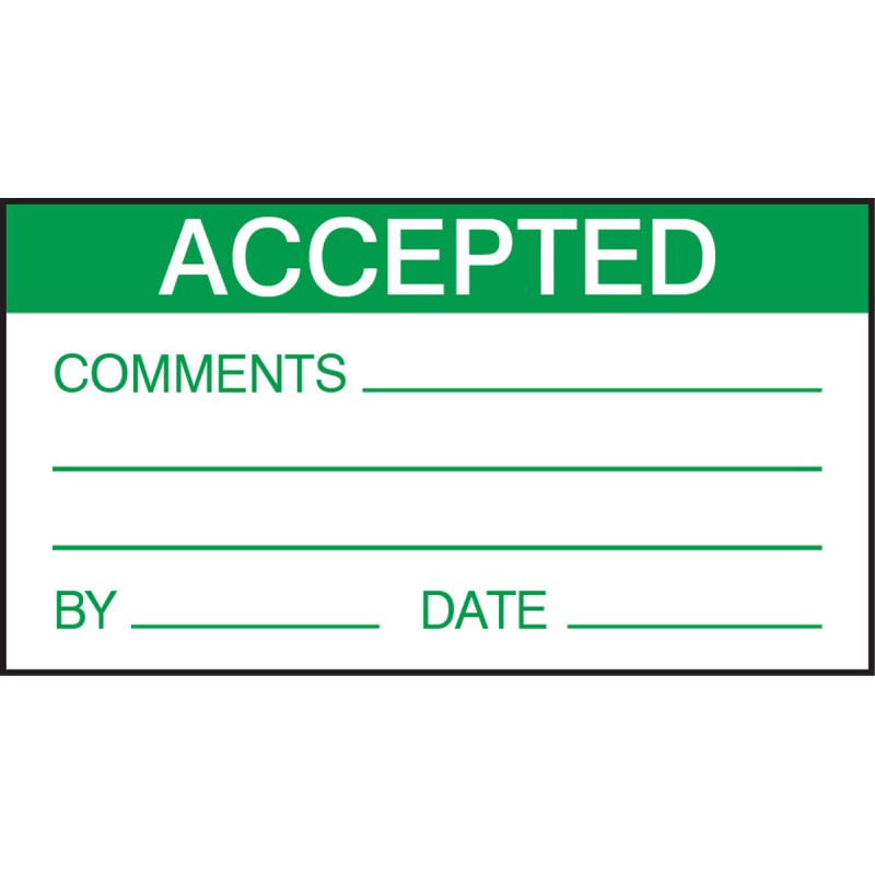 1 Bag of 30 - RS PRO Adhesive Pre-Printed Adhesive Label-Accepted-. Quantity: 30