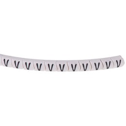 1 Reel of 1000 - HellermannTyton Helagrip Slide On Cable Markers, Black on White, Pre-printed 'V', 2 - 5mm Cable