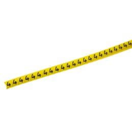 1 Reel of 1000 - HellermannTyton Helagrip Slide On Cable Markers, Black on Yellow, Pre-printed '4', 2 - 5mm Cable