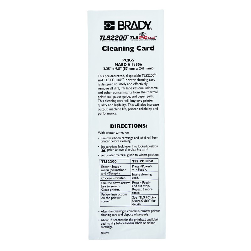 1 pcs - Brady Printer Cleaning Kit