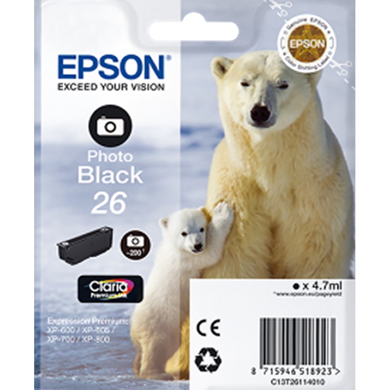 1 pcs - Epson 26 Photo Black Ink Cartridge