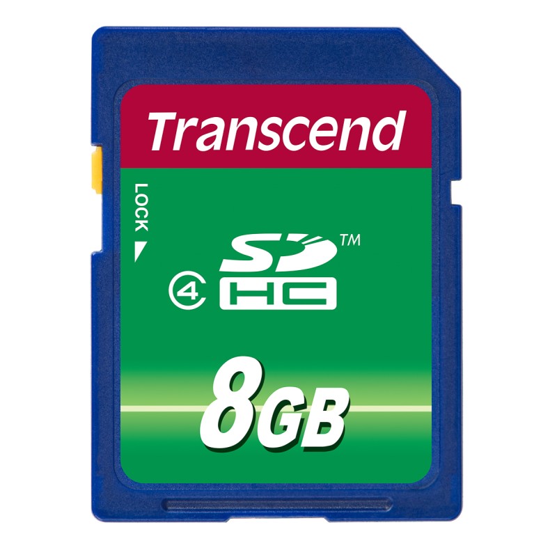 1 pcs - Transcend 8 GB SDHC SD Card, Class 4