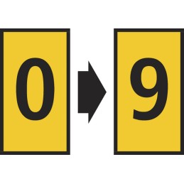 1 Bag of 200 - HellermannTyton WIC0 Snap On Cable Markers, Yellow, Pre-printed '0 - 9', 0.8 - 2.2 Cable