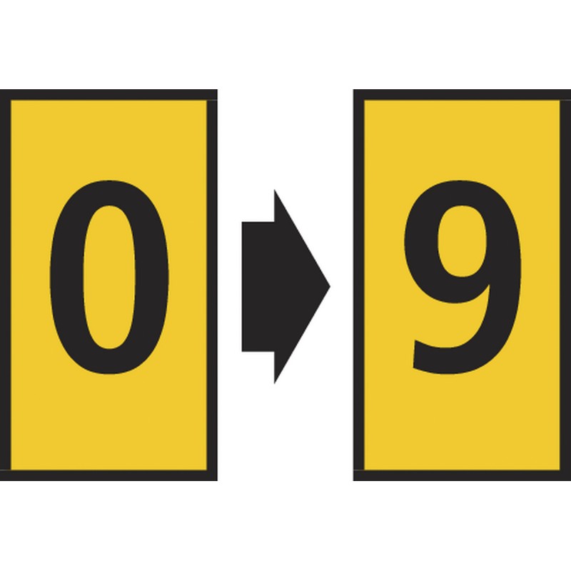 1 Bag of 200 - HellermannTyton WIC0 Snap On Cable Markers, Yellow, Pre-printed '0 - 9', 0.8 - 2.2 Cable