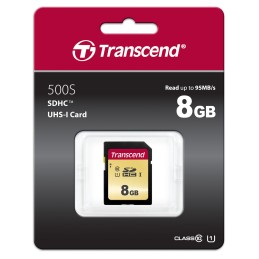 1 pcs - Transcend 8 GB SDXC SD Card, Class 10, UHS-I U1, UHS-I U3, V30