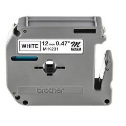 1 pcs - Brother Black on White Label Printer Tape, 8 m Length, 12 mm Width