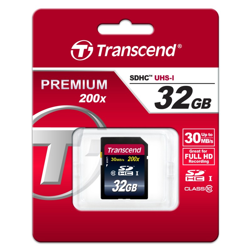 1 pcs - Transcend 32 GB SDHC SD Card, Class 10