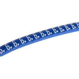 1 Reel of 1000 - HellermannTyton Helagrip Slide On Cable Markers, White on Blue, Pre-printed '6', 1 - 3mm Cable