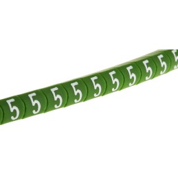 1 Reel of 1000 - HellermannTyton Helagrip Slide On Cable Markers, White on Green, Pre-printed '5', 1 - 3mm Cable