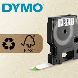 1 pcs - Dymo White on Black Label Printer Tape, 3 m Length