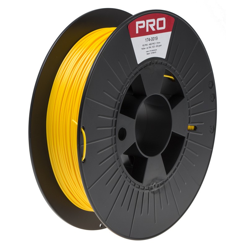1 pcs - RS PRO 1.75mm Yellow ABS-X 3D Printer Filament, 500g