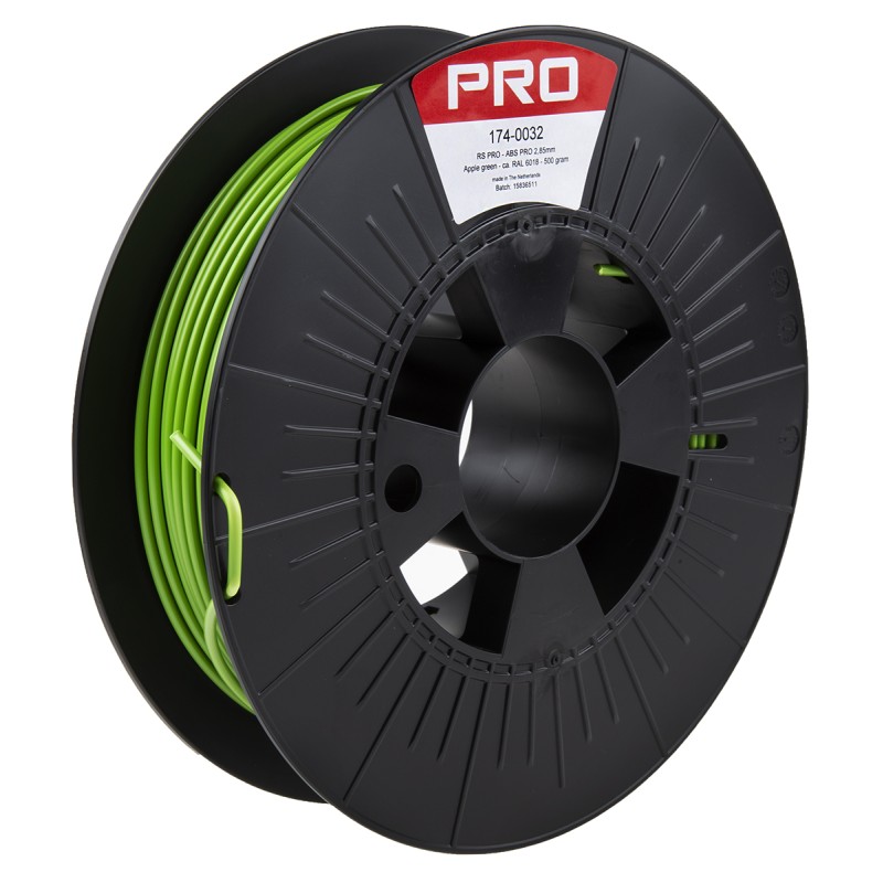 1 pcs - RS PRO 2.85mm Green ABS-X 3D Printer Filament, 500g